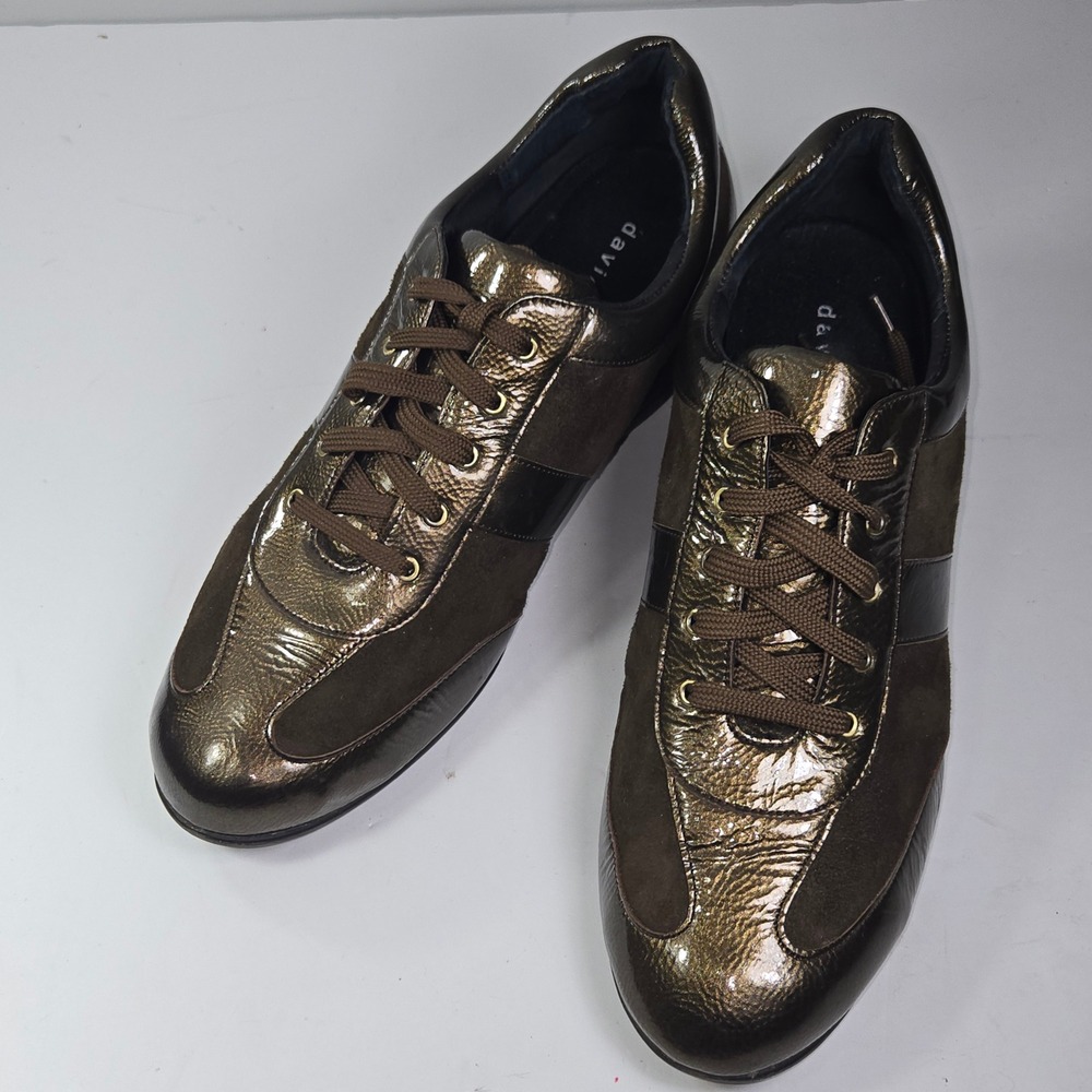 David Tate Pillow 12WW Women's Bronze leather Wedge Sneakers